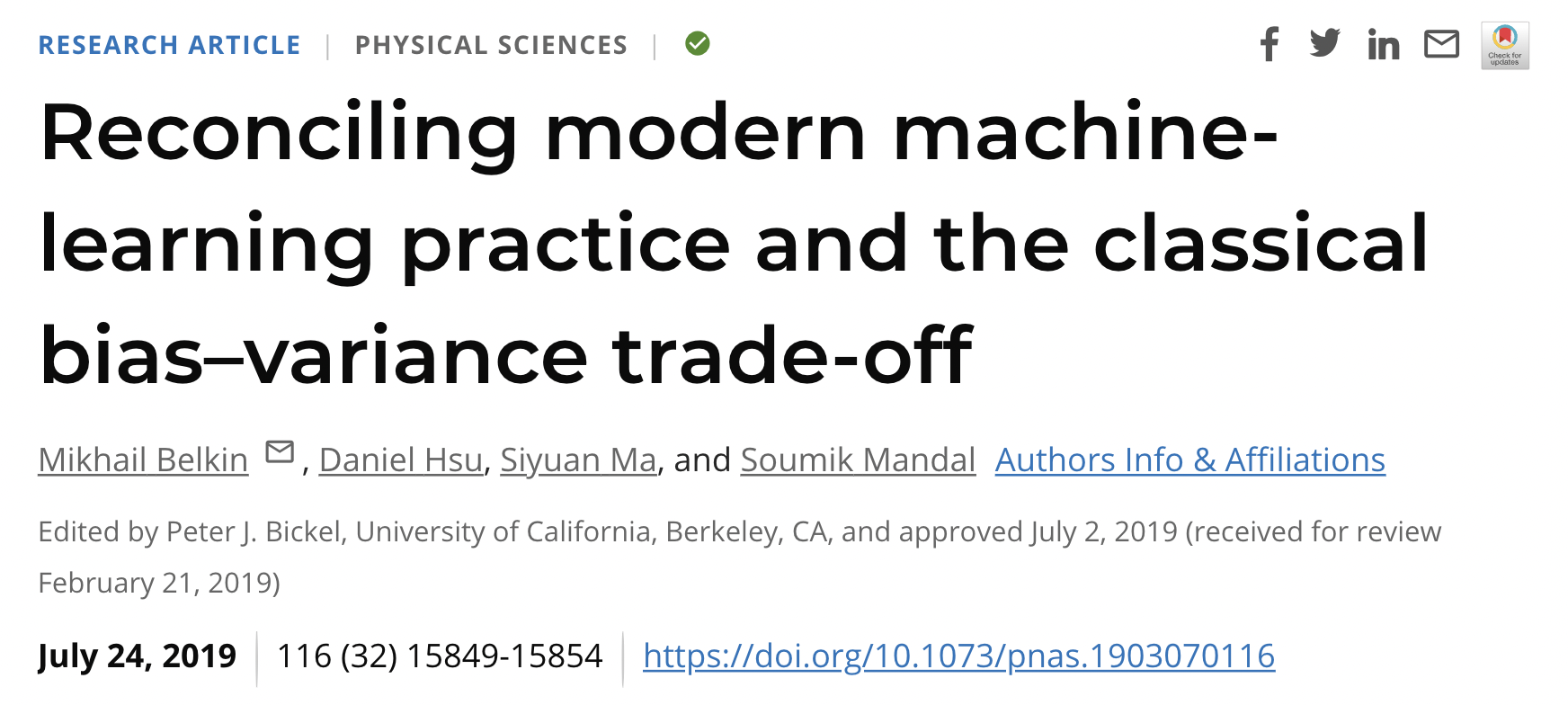 double descent PNAS paper